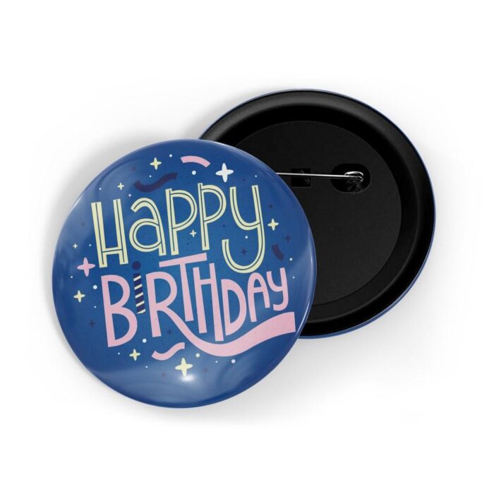dhcrafts Pin Badges Blue Colour Special days Happy Birthday Blue Glossy Finish Design Pack of 1