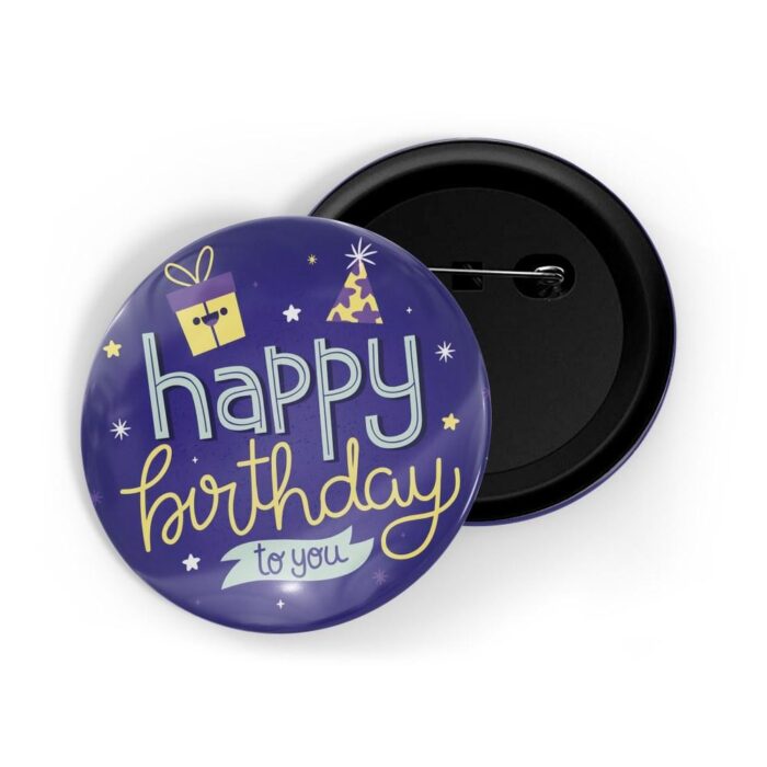 dhcrafts Pin Badges Blue Colour Special days Happy Birthday To You Blue Glossy Finish Design Pack of 1