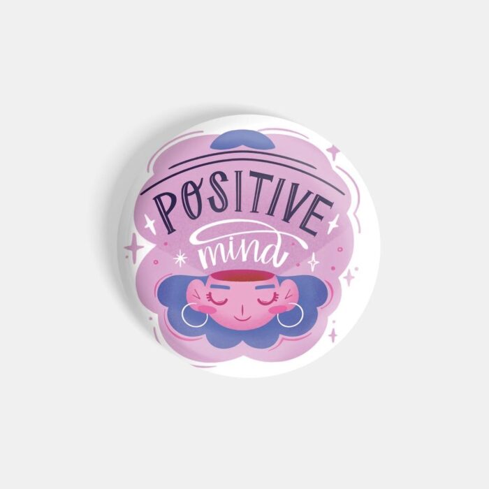 dhcrafts Magnetic Badges White Colour Positivity Positive Mind White Glossy Finish Design Pack of 1