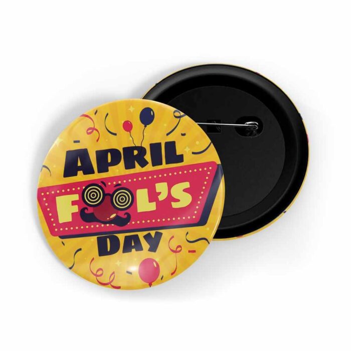 dhcrafts Pin Badges Yellow Colour Special days April Fool's Day Yellow Glossy Finish Design Pack of 1