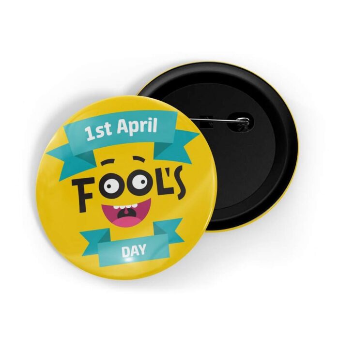 dhcrafts Pin Badges Yellow Colour Special days 1st April Fool's Day Yellow Glossy Finish Design Pack of 1