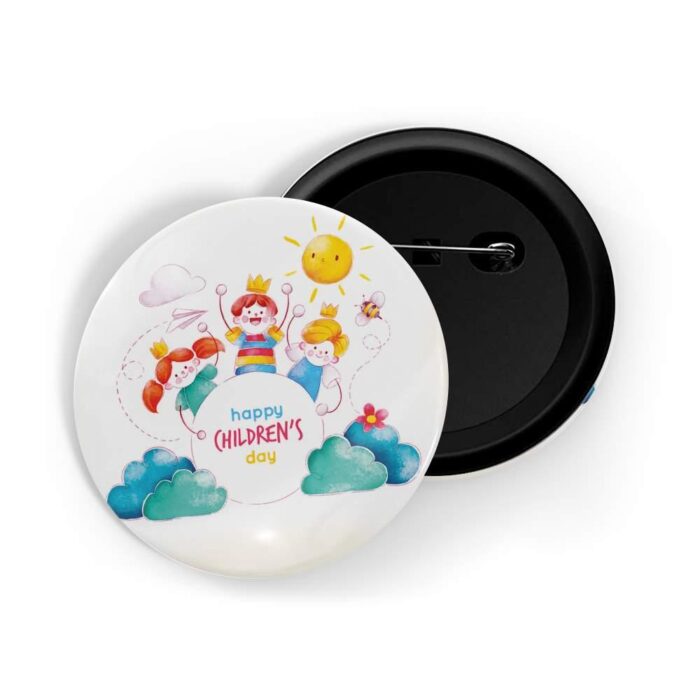 dhcrafts Pin Badges White Colour Special days Happy Children's Day White Glossy Finish Design Pack of 1
