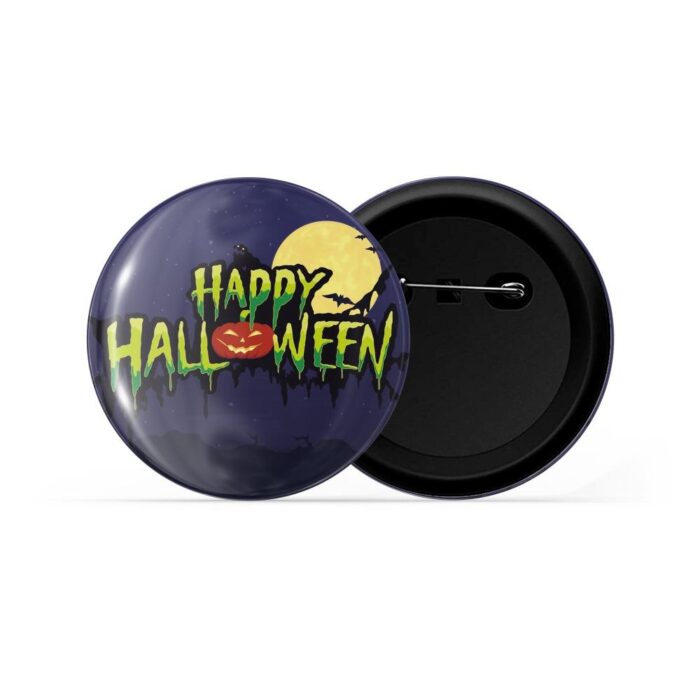 dhcrafts Pin Badges Blue Colour Special days Happy Halloween Blue Glossy Finish Design Pack of 1