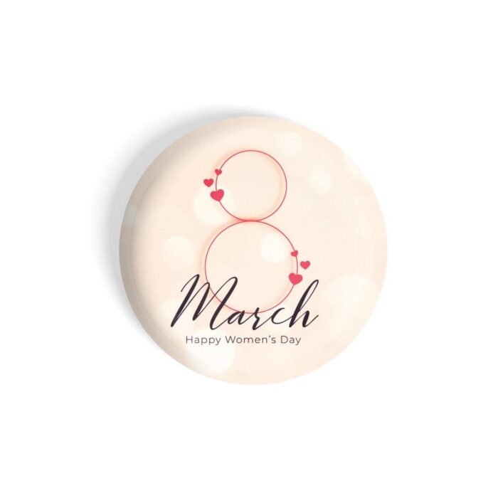 dhcrafts Pin Badges Pink Colour Special days 8 March Happy Women's Day Pink Glossy Finish Design Pack of 1