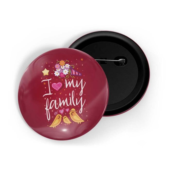 dhcrafts Pin Badges Maroon Colour Family I Love My Family Maroon Glossy Finish Design Pack of 1
