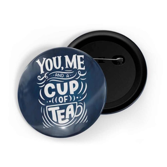 dhcrafts Pin Badges Blue Colour Food You Me And A Cup Of Tea Blue Glossy Finish Design Pack of 1