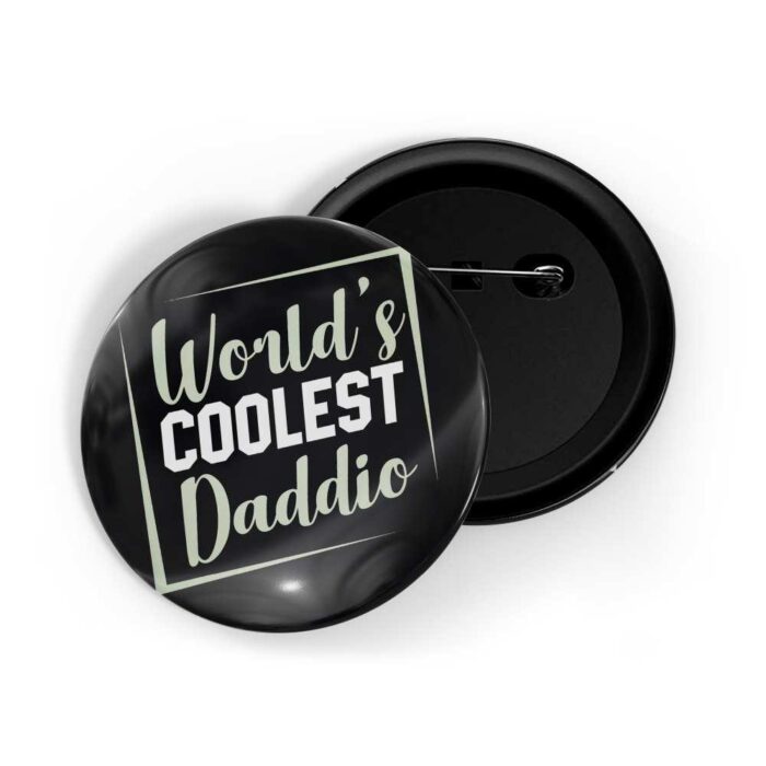 dhcrafts Pin Badges Black Colour Family World's Coolest Daddio Black Glossy Finish Design Pack of 1
