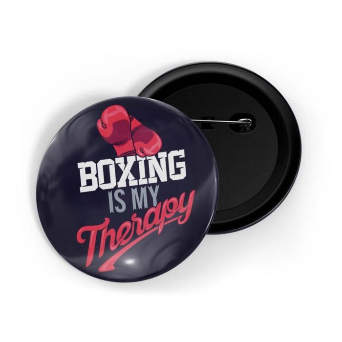 dhcrafts Pin Badges Blue Colour Fitness Boxing Is My Theraphy Blue Glossy Finish Design Pack of 1