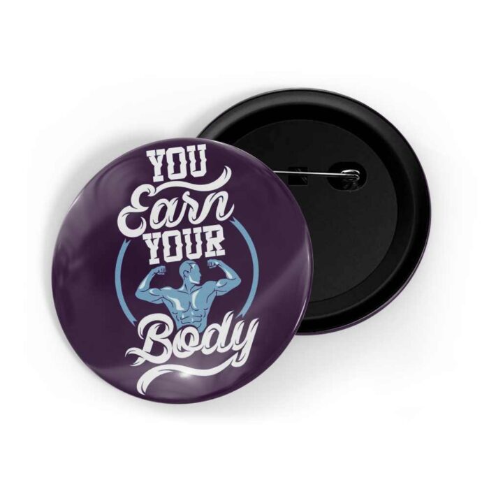 dhcrafts Pin Badges Purple Colour Fitness You Earn Your Body Purple Glossy Finish Design Pack of 1