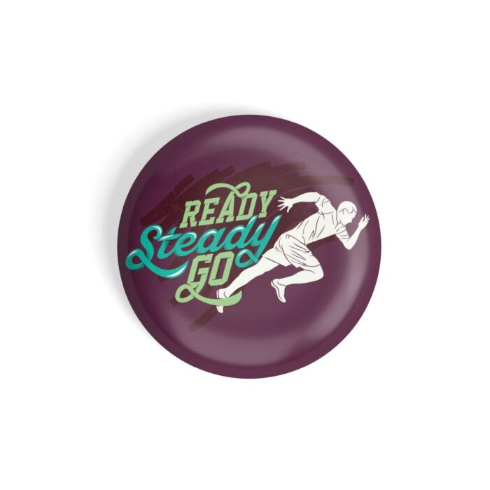 dhcrafts Pin Badges Purple Colour Fitness Ready Steady Go Purple Glossy Finish Design Pack of 1