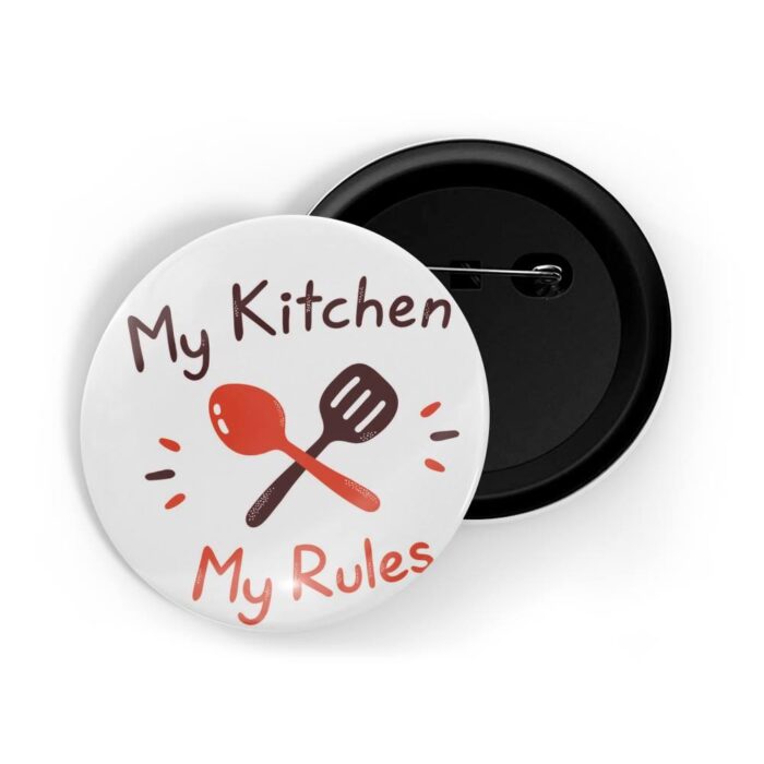 dhcrafts Pin Badges White Colour food My Kitchen My Rules White Glossy Finish Design Pack of 1