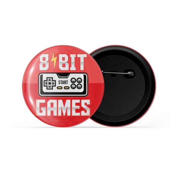 dhcrafts Pin Badges Red Colour Gamers 8 Bit Games Glossy Finish Design Pack of 1