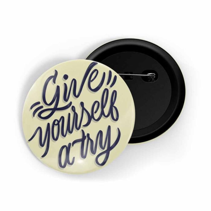 dhcrafts Pin Badges Yellow Colour Self Love Give Yourself A Try Glossy Finish Design Pack of 1