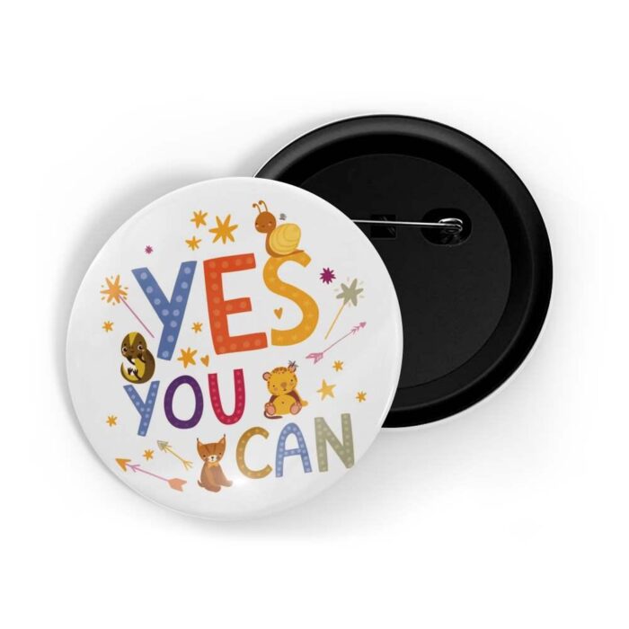 dhcrafts Pin Badges White Colour Self Love Yes You Can D1 Glossy Finish Design Pack of 1