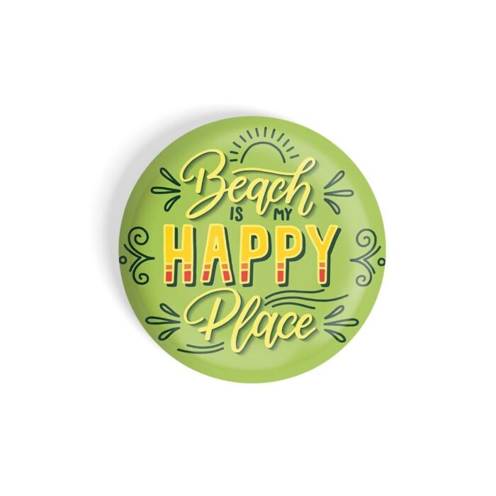 dhcrafts Green Color Fridge Magnet Beach Is My Happy Place Glossy Finish Design Pack of 1