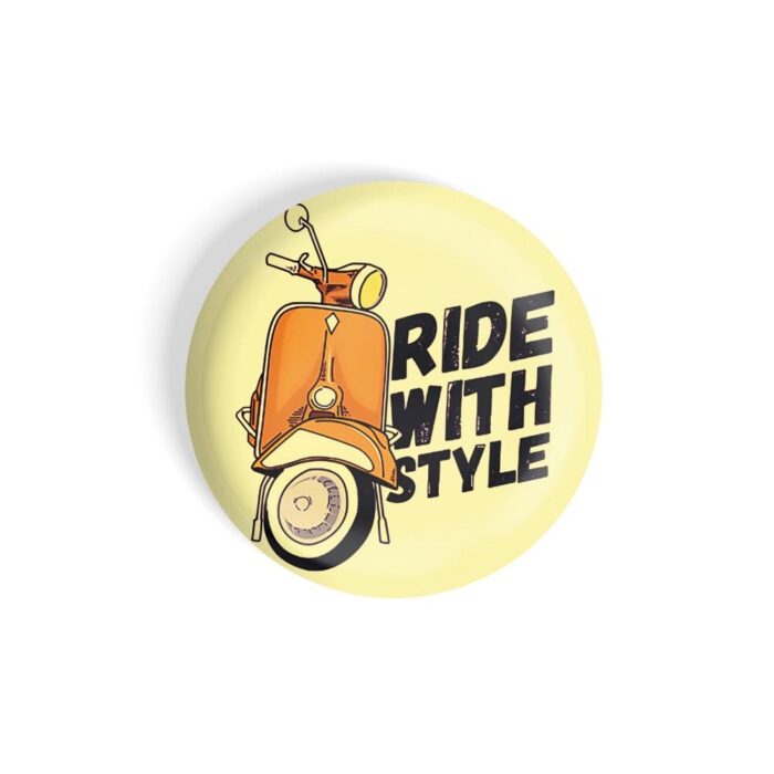 dhcrafts Pin Badges Yellow Colour Positivity Ride With Style Glossy Finish Design Pack of 1