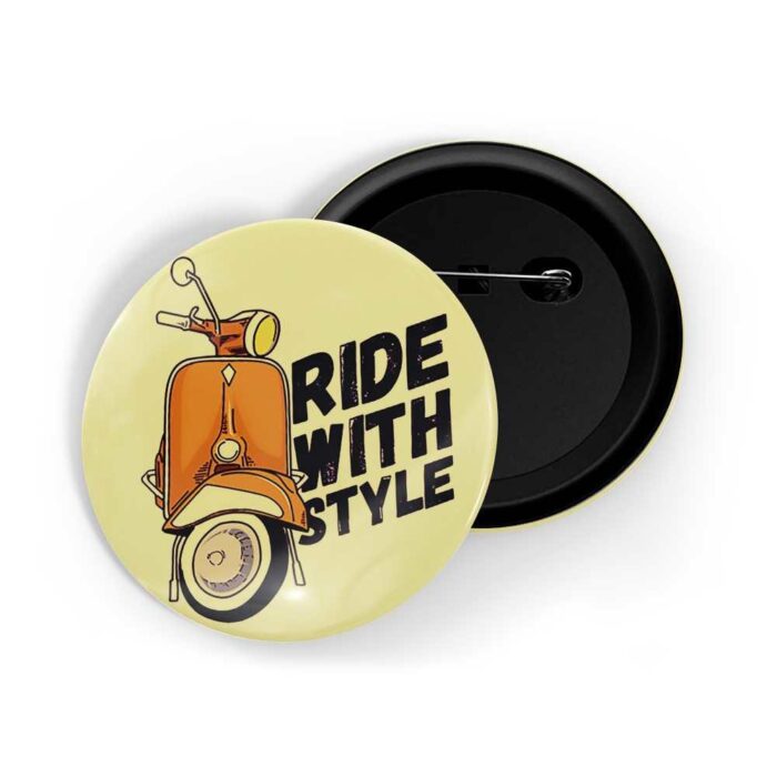 dhcrafts Pin Badges Yellow Colour Positivity Ride With Style Glossy Finish Design Pack of 1