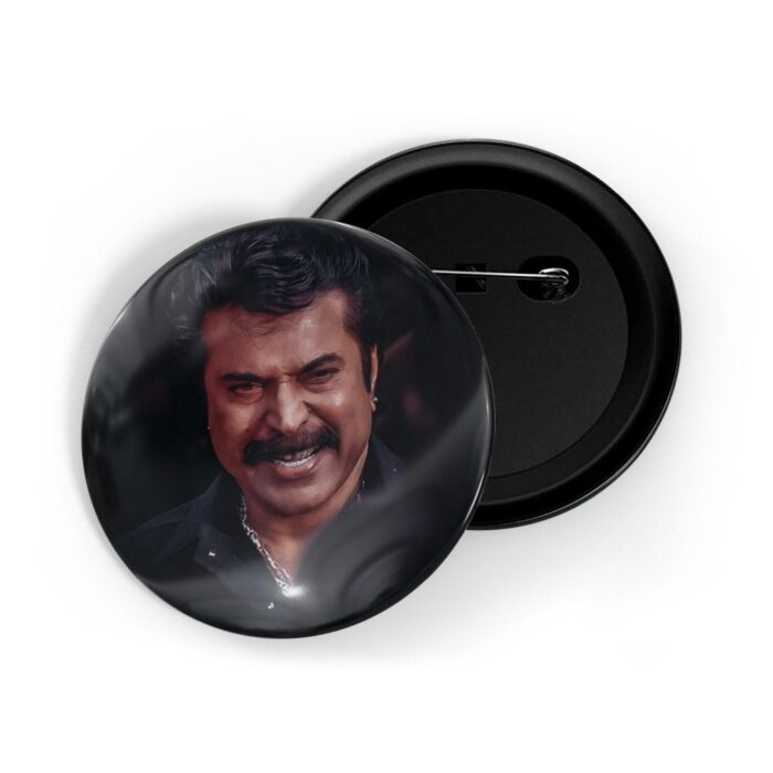 dhcrafts Pin Badges Black Colour Fan Ficition Malayalam Actor Mammootty D2 Glossy Finish Design Pack of 1