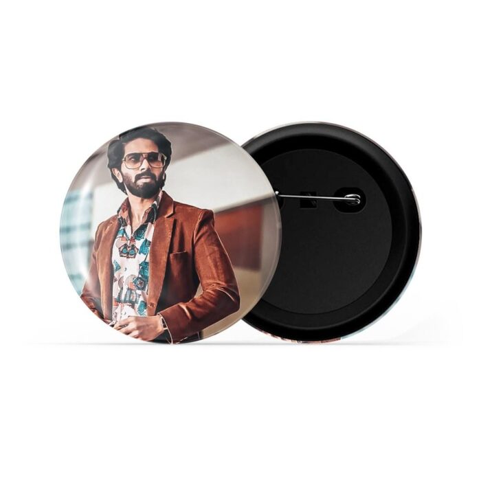 dhcrafts Pin Badges White Colour Fan Ficition Malayalam Actor Dulquer Salman D3 Glossy Finish Design Pack of 1