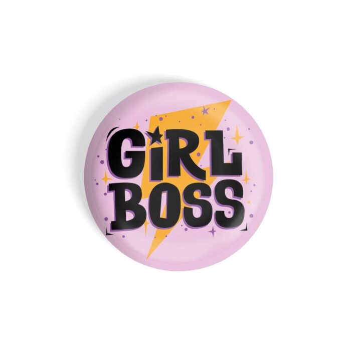 dhcrafts Pin Badges Pink Colour Girl Power Girl Boss Glossy Finish Design Pack of 1