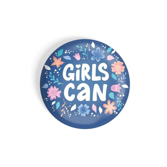 dhcrafts Pin Badges Blue Colour Girl Power Girls Can Glossy Finish Design Pack of 1