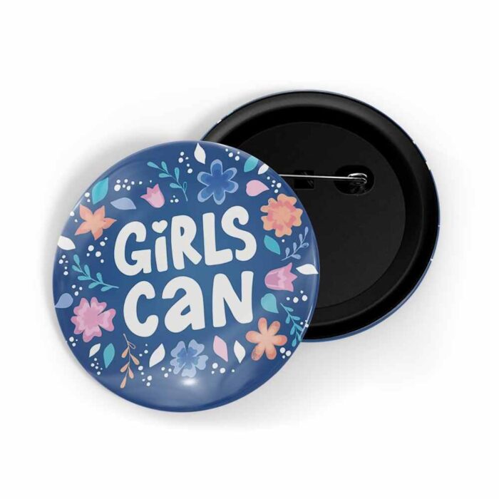 dhcrafts Pin Badges Blue Colour Girl Power Girls Can Glossy Finish Design Pack of 1