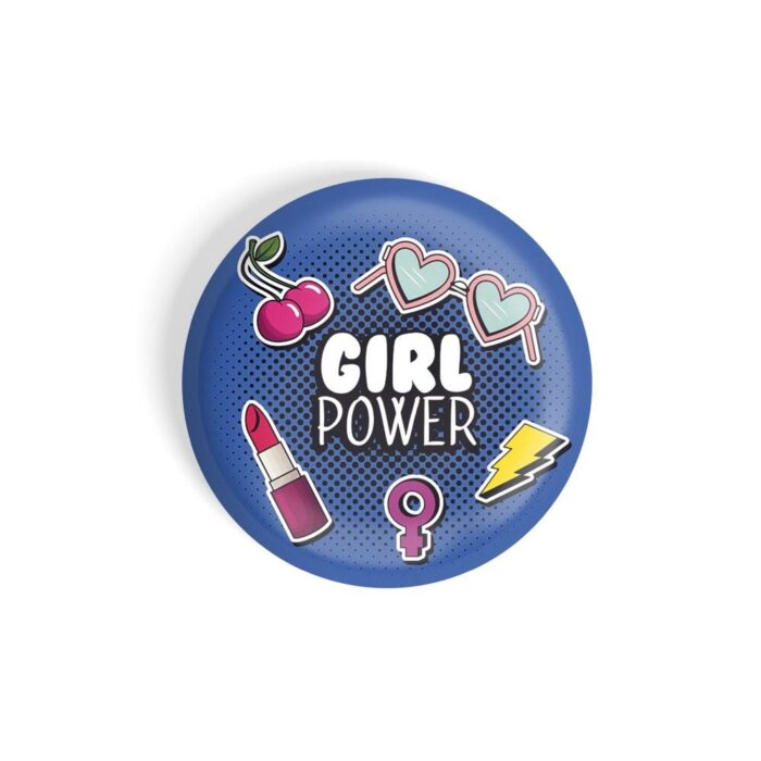 dhcrafts Pin Badges Blue Colour Girl Power Girl Power D1 Glossy Finish Design Pack of 1