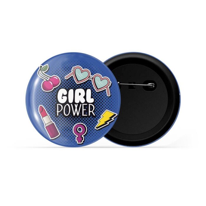 dhcrafts Pin Badges Blue Colour Girl Power Girl Power D1 Glossy Finish Design Pack of 1