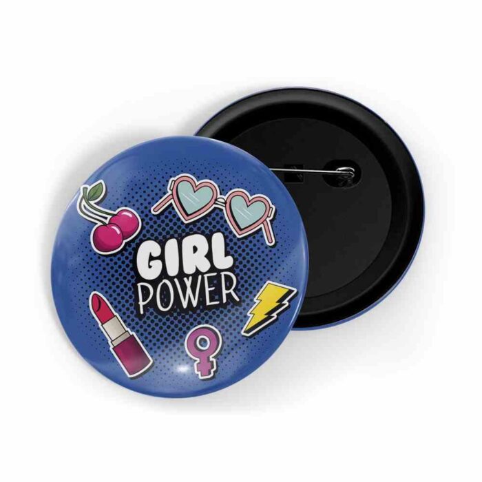 dhcrafts Pin Badges Blue Colour Girl Power Girl Power D1 Glossy Finish Design Pack of 1