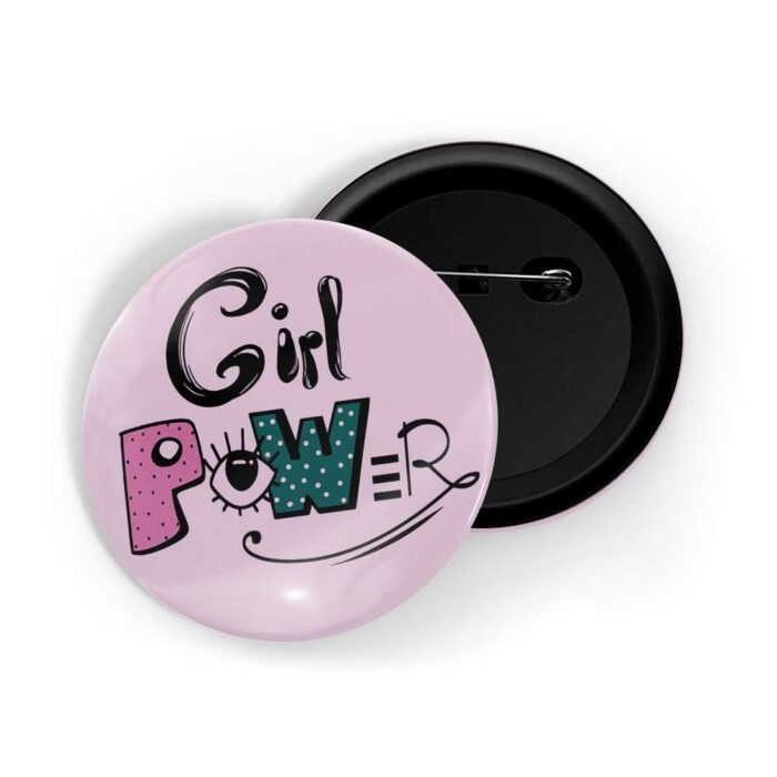 dhcrafts Pin Badges Pink Colour Girl Power Girl Power D5 Glossy Finish Design Pack of 1