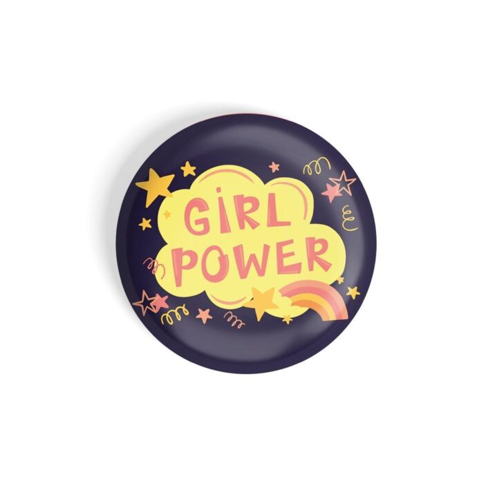 dhcrafts Pin Badges Blue Colour Girl Power Girl Power D7 Glossy Finish Design Pack of 1