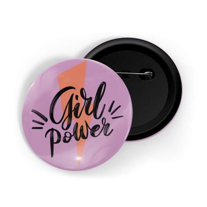 dhcrafts Pin Badges Pink Colour Girl Power Girl Power D10 Glossy Finish Design Pack of 1