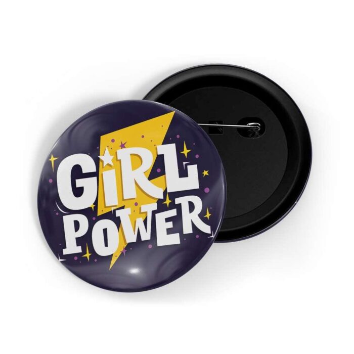 dhcrafts Pin Badges Blue Colour Girl Power Girl Power D12 Glossy Finish Design Pack of 1