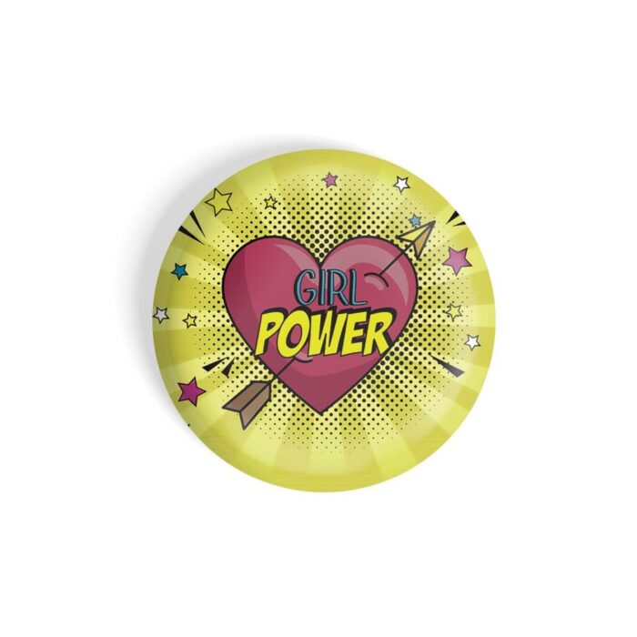 dhcrafts Pin Badges Yellow Colour Girl Power Girl Power D14 Glossy Finish Design Pack of 1