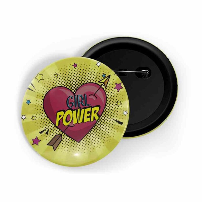 dhcrafts Pin Badges Yellow Colour Girl Power Girl Power D14 Glossy Finish Design Pack of 1