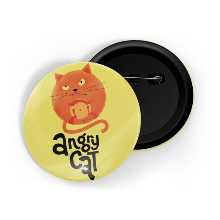 dhcrafts Pin Badges Yellow Colour Pets Angry Cat Glossy Finish Design Pack of 1