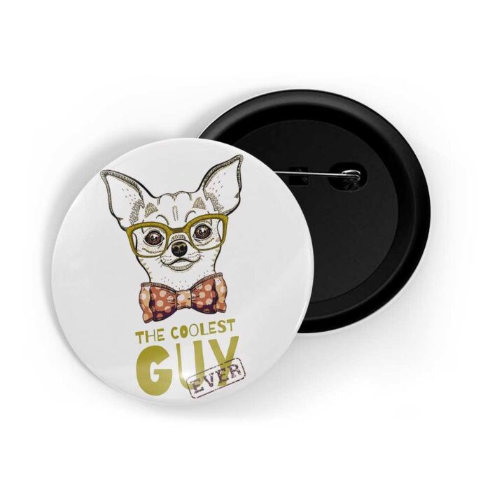 dhcrafts Pin Badges White Colour Pets The Coolest Guy Ever Glossy Finish Design Pack of 1