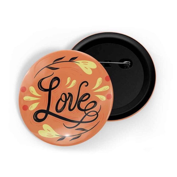 dhcrafts Pin Badges Orange Colour Love Love D3 Glossy Finish Design Pack of 1