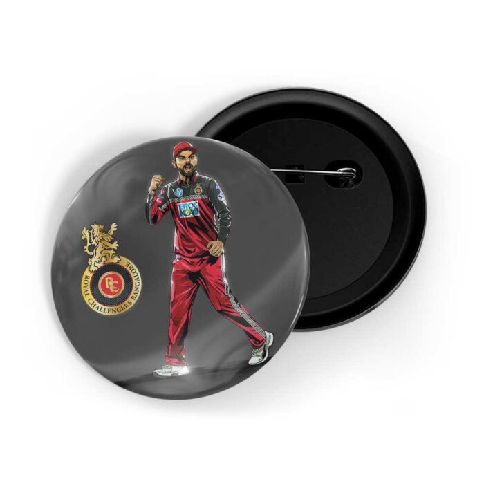 dhcrafts Pin Badges Red Colour Cricket Virat Kohli Glossy Finish Design Pack of 1