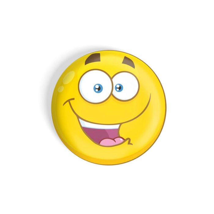 dhcrafts Pin Badges Yellow Colour Grinning Face with Big Eyes Emoji Glossy Finish Design Pack of 1