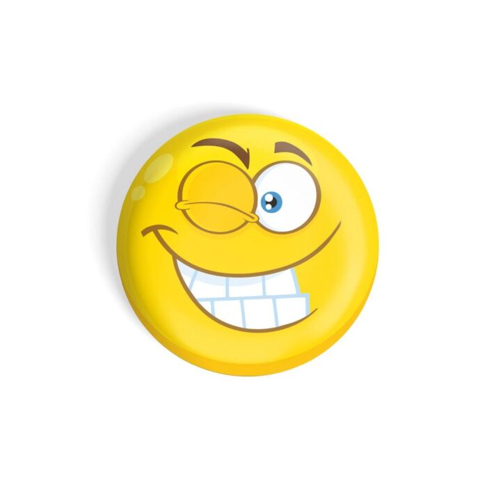dhcrafts Pin Badges Yellow Colour Grimacing Face With wink Emoji Glossy Finish Design Pack of 1