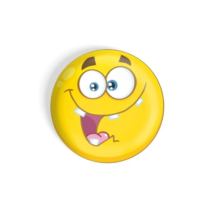 dhcrafts Yellow Color Fridge Magnet Grinning Face with Big Eyes And goofy teeth Emoji Glossy Finish Design Pack of 1