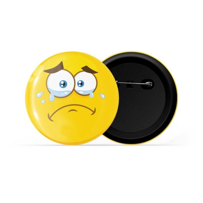 dhcrafts Pin Badges Yellow Colour Crying Face with tears Emoji Glossy Finish Design Pack of 1