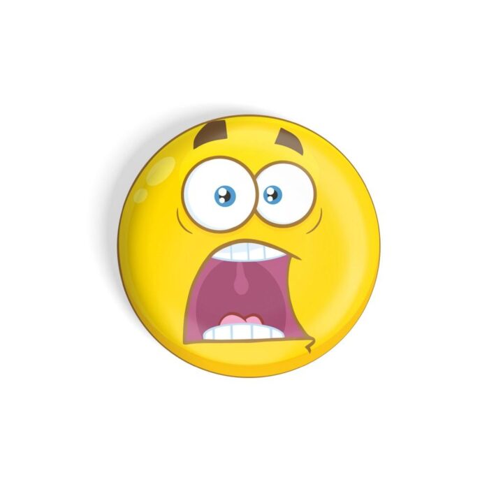 dhcrafts Yellow Color Fridge Magnet Scared Face Emoji Glossy Finish Design Pack of 1