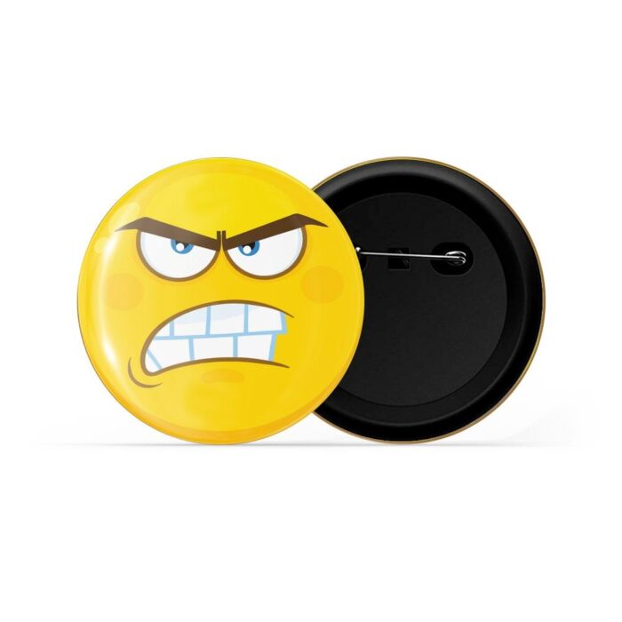 dhcrafts Pin Badges Yellow Colour Angry Face Emoji Glossy Finish Design Pack of 1