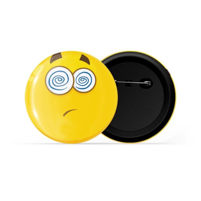 dhcrafts Pin Badges Yellow Colour Dizzy Face Emoji Glossy Finish Design Pack of 1