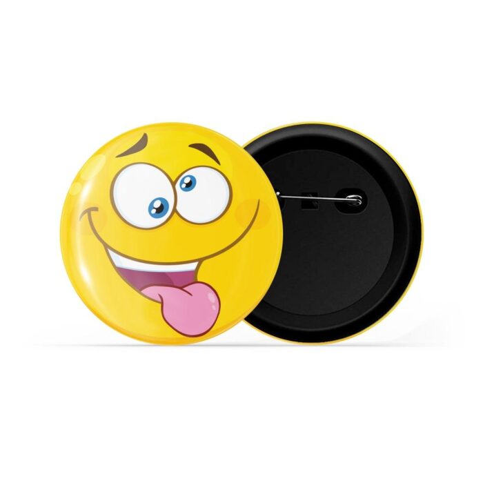 dhcrafts Pin Badges Yellow Colour Goofy Face Emoji Glossy Finish Design Pack of 1