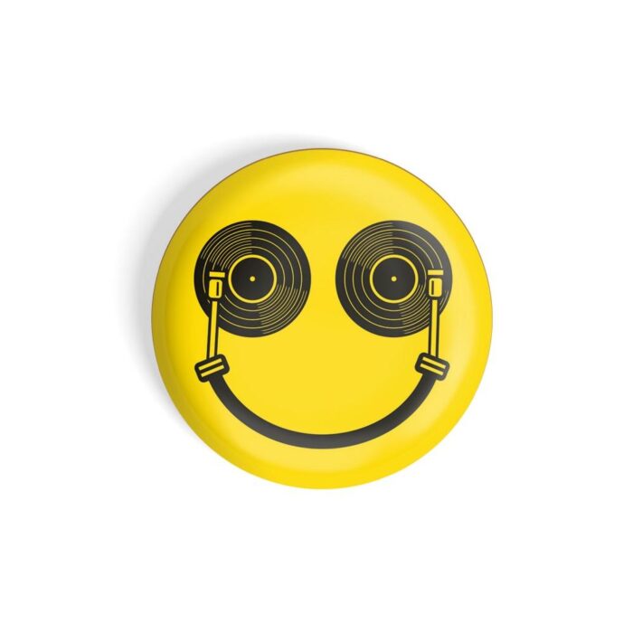 dhcrafts Yellow Color Fridge Magnet Dj Grimacing Face Emoji Glossy Finish Design Pack of 1