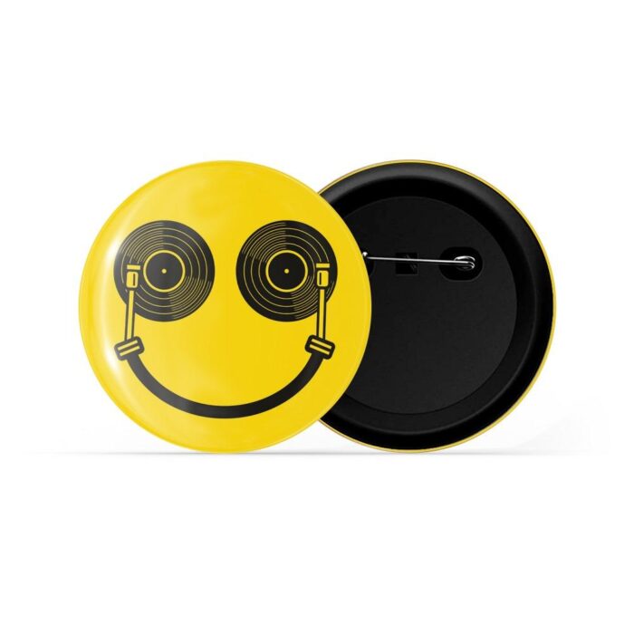 dhcrafts Pin Badges Yellow Colour Dj Grimacing Face Emoji Glossy Finish Design Pack of 1