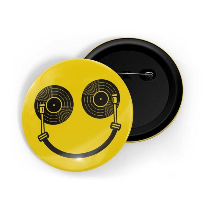 dhcrafts Pin Badges Yellow Colour Dj Grimacing Face Emoji Glossy Finish Design Pack of 1
